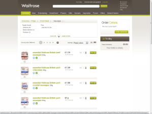 Waitrose, sausage category page March 2011